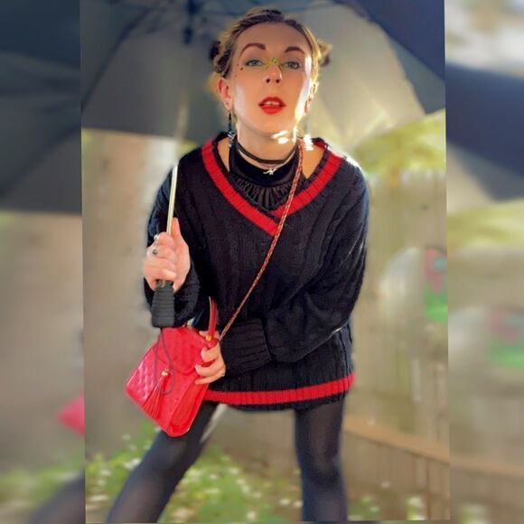 Vintage Never Sleep by Rogues Gallery  Dark Academia Oversized Varsity Sweater - Picture 4 of 16